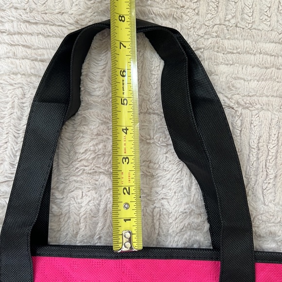 New reusable insulated shopping tote bag with zipper closure pink & black - Picture 8 of 16